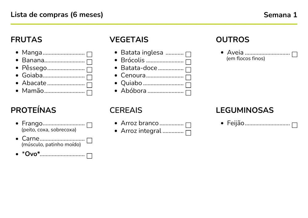 Exemplo de cardápio 1
